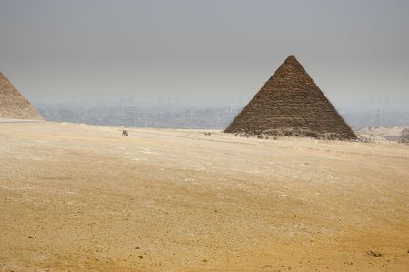 The Egyptian pyramids with desertの写真素材