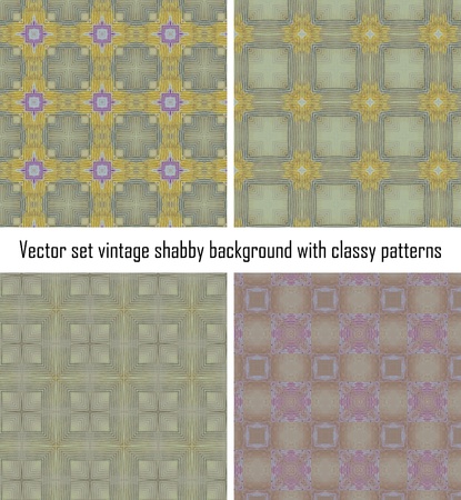set seamless vintage delicate colored wallpaper  Geometric or floral pattern on paper texture in grunge style のイラスト素材