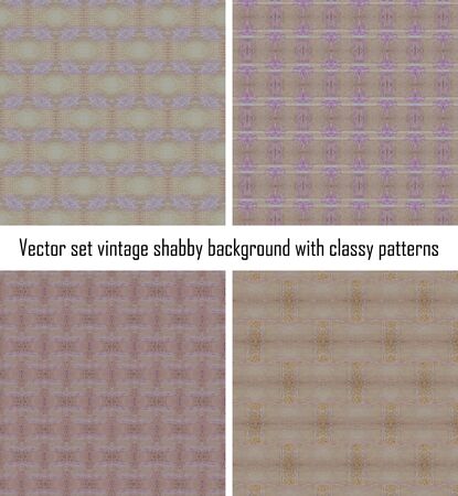 set seamless vintage delicate colored wallpaper  Geometric or floral pattern on paper texture in grunge style のイラスト素材