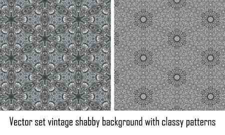 set seamless vintage delicate colored wallpaper. Geometric or floral pattern on paper texture in grunge style.のイラスト素材
