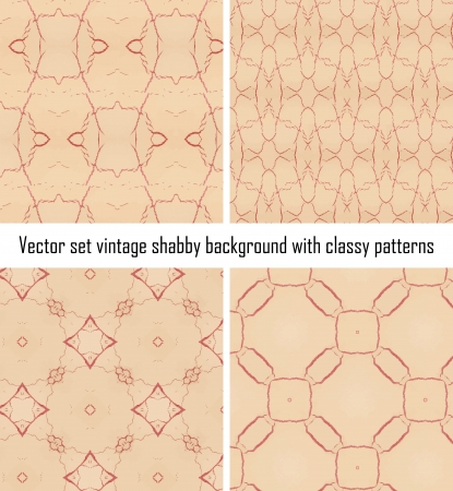 set seamless vintage delicate colored wallpaper. Geometric or floral pattern on paper texture in grunge style.のイラスト素材
