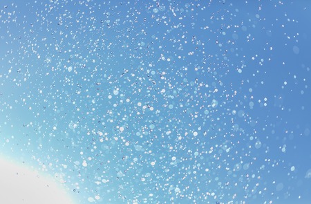 Winter landscape with falling snow. Winter christmas sky with falling snow