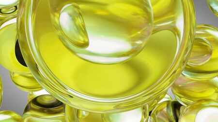 Oil drop isolated on white background. Icon of drop of oil or honey, 3D renderingの写真素材