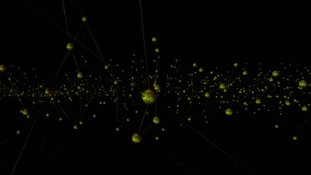 Abstract polygonal space low poly dark background with connecting dots and lines. Connection structure. 3d renderingの写真素材