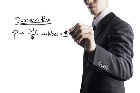 businessman writing business planの写真素材