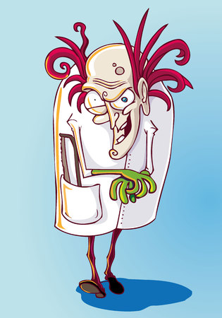 Mad scientist planning his next creationのイラスト素材