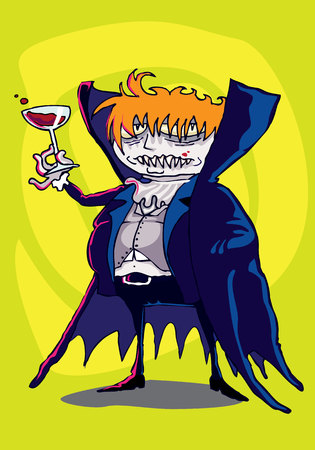 Vampire drinking blood on swirl backgroundのイラスト素材