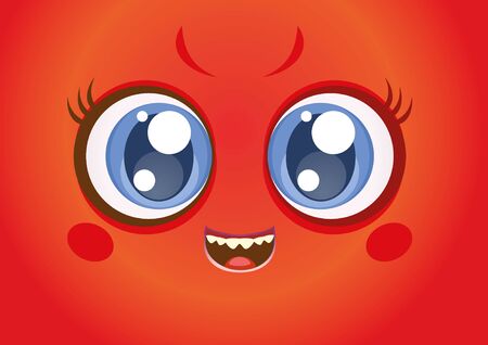 Kawaii Cute Red Like Pepper Faceのイラスト素材