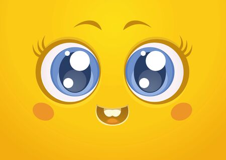 Kawaii Cute Yellow Like an Egg Yolk Faceのイラスト素材