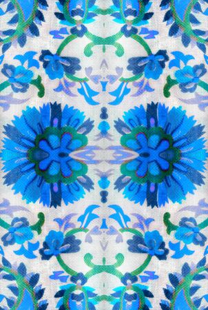 The ornament of the pieces of fabric with a pattern