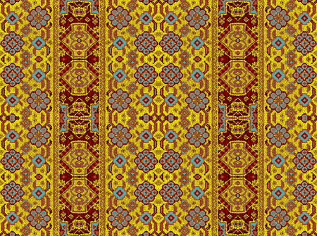 A pattern of floral and geometric elements for carpet, beddingの写真素材