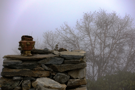 A vessel for incense at stone hillの写真素材