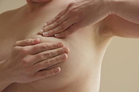 Self exam against breast cancerの写真素材