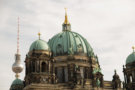 Cathedral and Television Tower, Berlin, Germanyの写真素材