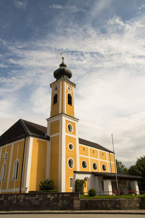 Yellow church in Bavaria, Germanyの写真素材