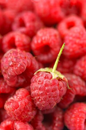 Sweet red raspberry as a backgroundの写真素材
