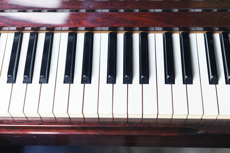 Piano jazz musical tool, Close up of piano keyboard, Piano keyboard background with selective focus.Cool color and Daylight effect.の写真素材
