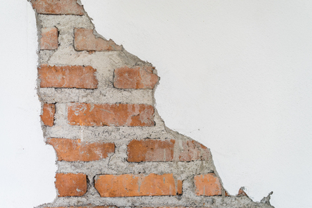Brick and White concrete wallpaper,Abstract brick wallpaper interior の写真素材