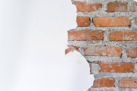 Brick and White concrete wallpaper,Abstract brick wallpaper interior の写真素材