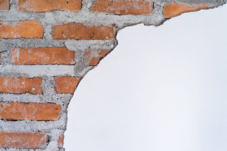 Brick and White concrete wallpaper,Abstract brick wallpaper interior の写真素材