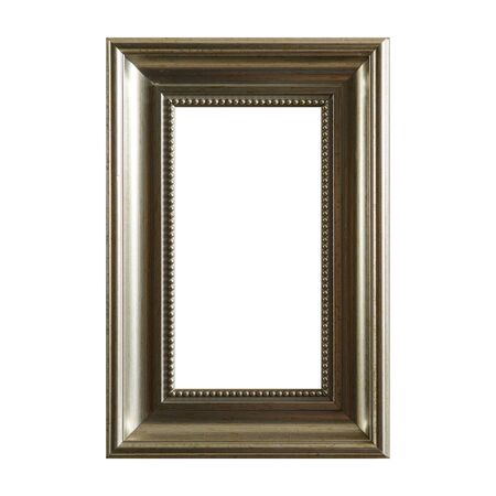 empty vintage photo frame,wood frame isolated on white background,interior decorative objectの写真素材