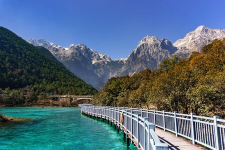 Jade Dragon Snow Mountain,Mount Yulong or Yulong Snow Mountain at Lijiang,Yunnan province,China.の写真素材
