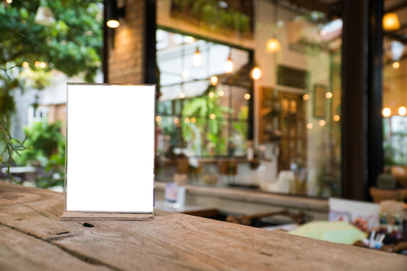 mock up menu object in cafe and restaurant,blank screen for booklet with white sheets of paper on...