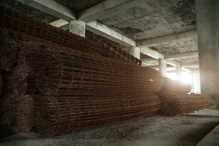 steel mesh wired for construction,strong and strength building structure.の写真素材