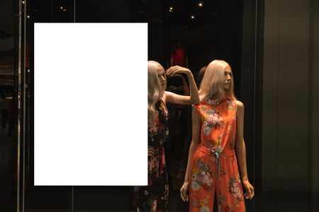 blank poster mock up.empty poster billboard with blank white sheet,sale and promotion label template mock up,shopping sale poster template.copy space for text and graphics,black friday templateの写真素材