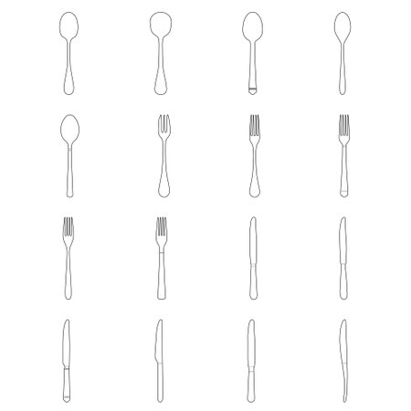 spoon fork knife icon set on white backgroundのイラスト素材
