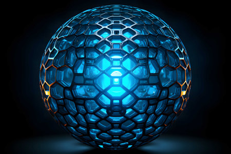 hive pattern wrap earth sphere blue neon digital, Generated AIの素材