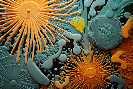 The Electron microscopic plankton, 100x zoom closeup, Generated AIの素材