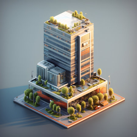 skyscrapper building isometric, 3d render, Generated AIの素材