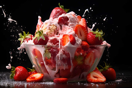strawberry bingsu ice cream, Generated AIの素材