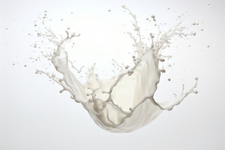 Milk splash effect on plain white background, Generated AIの素材
