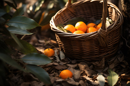 oranges in the basket from the farm, Generated AIの素材