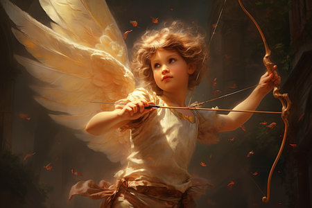 Cupid is about to shoot an arrow, Generated AIの素材