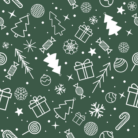 Seamless Pattern Christmas and New Year, Ornaments Elements for Fabric textile Prints or Wallpaper