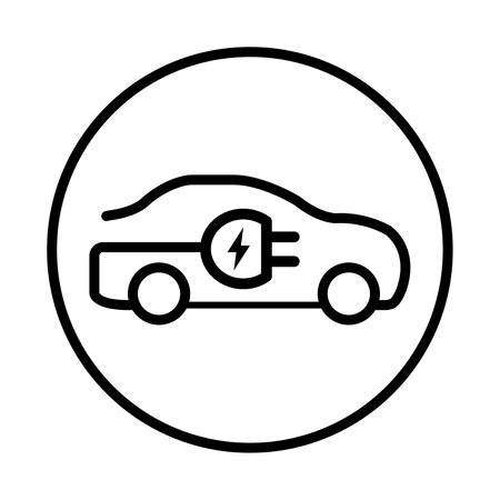 EV Charging electric car with plug icon flat line style. eco friendly vehicle conceptのイラスト素材