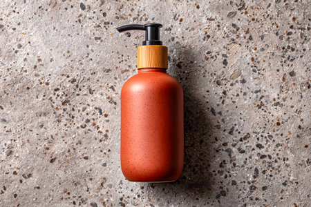 Terracotta Soap Refill Bottle Placed on Grey Speckled Countertopの素材