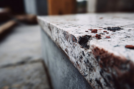 Gray surface featuring a rough, speckled granite stone close upの素材