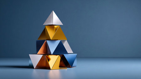 Modern abstract Christmas tree formed with metallic geometric shapes in art styleの素材