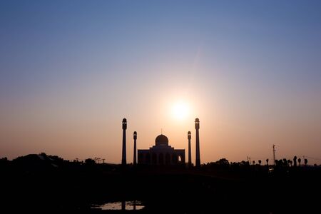 Sunrise clouds above mosque. The most beautiful mosques.