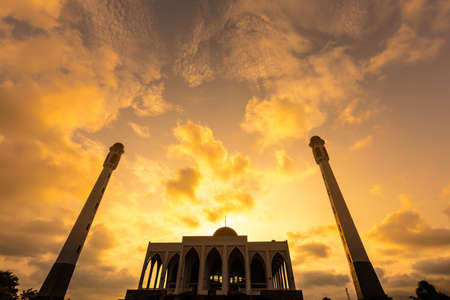 Sunrise clouds above mosque. The most beautiful mosques.の写真素材