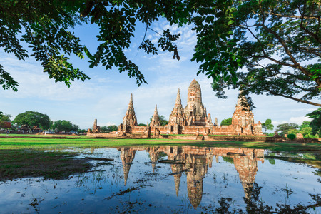 Temple Thailand call Wat Chai Watthnaram in Ayutthayaの写真素材