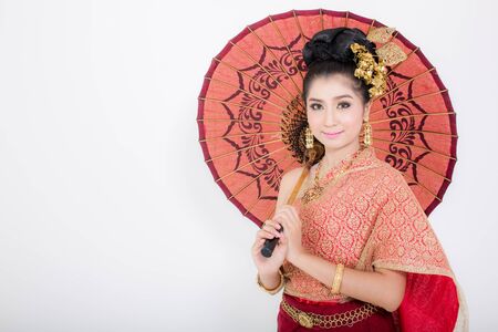 Asian woman wearing Thailand Lanna series, identity culture of Thailand.の写真素材