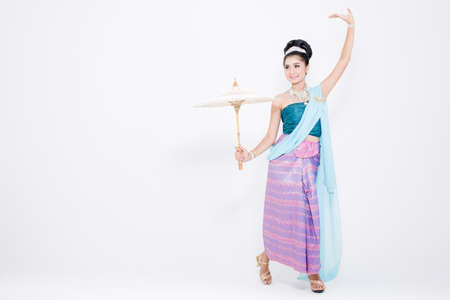 Asian woman wearing Thailand Lanna series, identity culture of Thailand.の写真素材