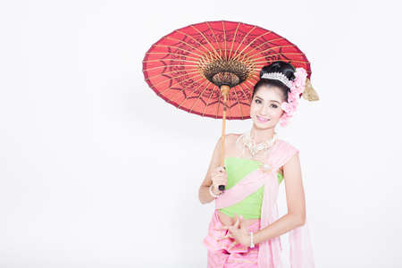 Asian woman wearing Thailand Lanna series, identity culture of Thailand.の写真素材