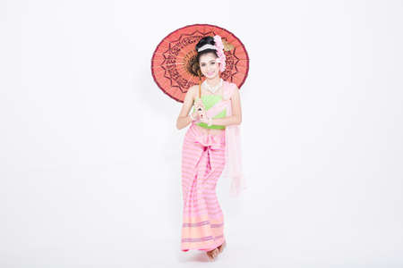 Asian woman wearing Thailand Lanna series, identity culture of Thailand.の写真素材