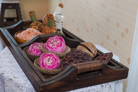 aromatherapy, spa, massage, items for body care.の写真素材